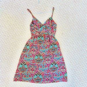 Shoshanna ✨🖤💖💙✨ strappy knee-length bright pink black gold blue dress